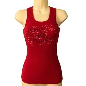 Kavio! Red Dance Ribbed Knit Tank Top Woman Size Small